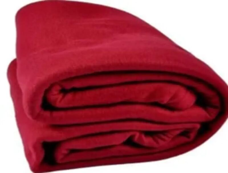 Red Milled Wool Hospital Blanket, for Single Bed, Pattern : Plain