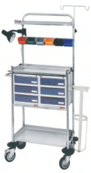 Polished Stainless-steel Crash Cart Trolley, for Clinics, Hospitals, Feature : Anti Corrosive, Durable