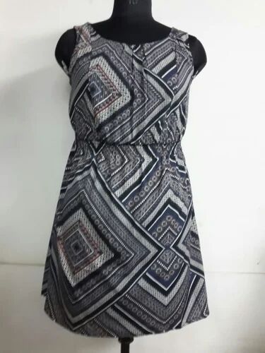 Printed Ladies Short Dress, Size : 8 to 18, 34 to 44 