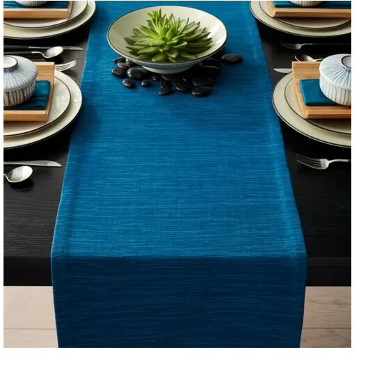 Kinkob Blue Polyester Table Runner, Size : 4-8 Feet