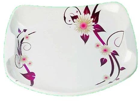 White Melamine Plate, Pattern : Floral print
