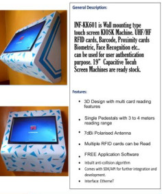Wall mounting Self Service KIOSK (touch Screen)