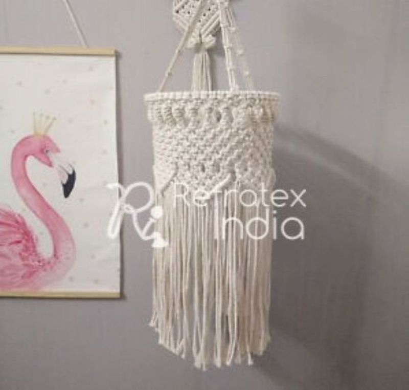 Refratex India Plain Cotton MCLS101 Macrame Lamp Shades, Style : Antique