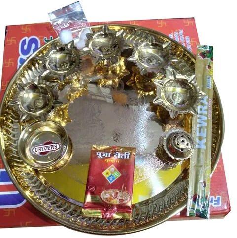 Brass pooja thali, for Worship, Color : Golden