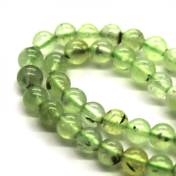 Prehnite Gemstone Beads String, Color : Green