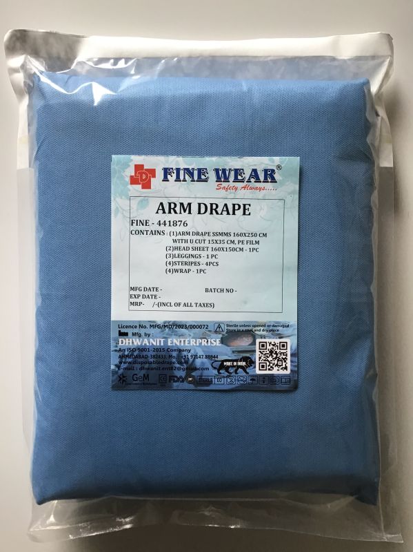 Blue Plain Non-woven ARM Drape, for Hospital, Size : 160X250CM