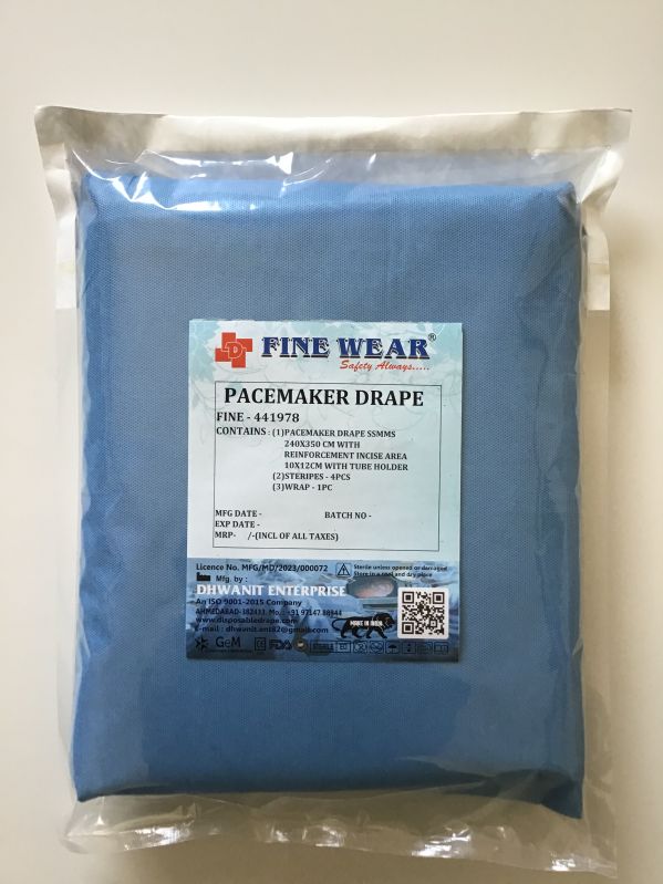 Fine wear Plain Non-Woven Pace Maker Drape, Size : 240X350CM