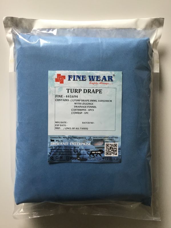 Blue Fine Wear Plain Non-woven Turp Drape, For Hospital, Hospital, Clinic, Size : 160x200 Cm