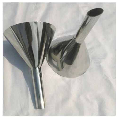 Maayaar Conical Polished Stainless Steel Silver Funnel, Size : 100mm X 20mm