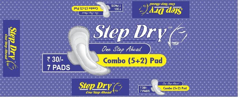 Cuboid Rectangular Step Dry Combo (5+2) Sanitary Pads, for Maternity Use, Style : Disposable, Plain, Ultra Thin