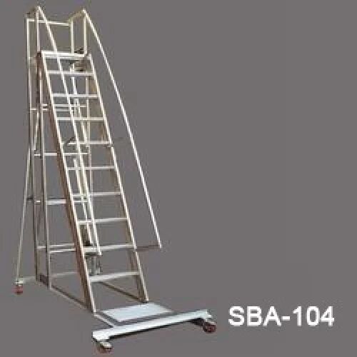 SILVER Aluminum Trolley Step Ladder, for Anti Corrosives, Easy To Handle, Less Maintenance