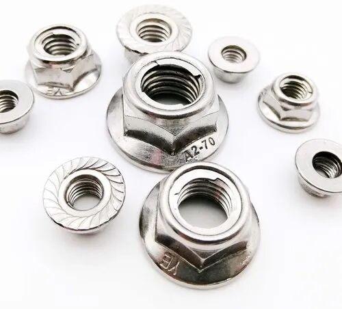 Silver Stainless Steel Polished Hex Nuts, Packaging Type : Box