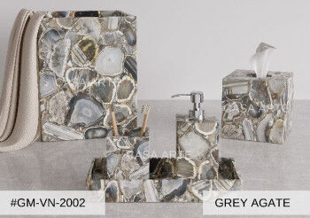 Casa Arte Polished Grey Agate Vanity Set, Feature : Fine Finished