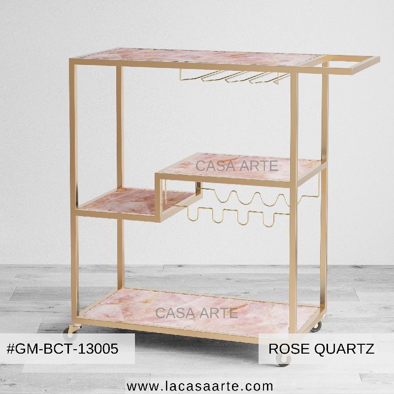 Casa Arte Rose Quartz Bar Cart, Style : Modern