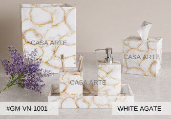 White Agate Bathroom Vanity Set, Feature : Fine Finished