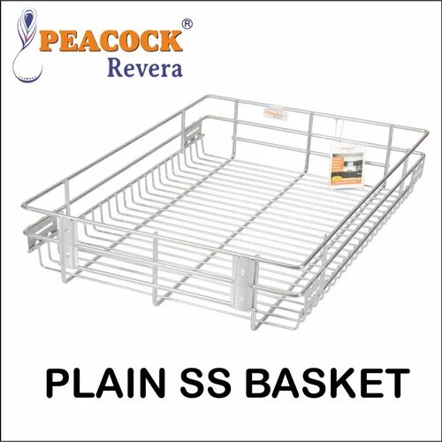 Peacock Revera Rectangular Stainless Steel Plain Kitchen Basket