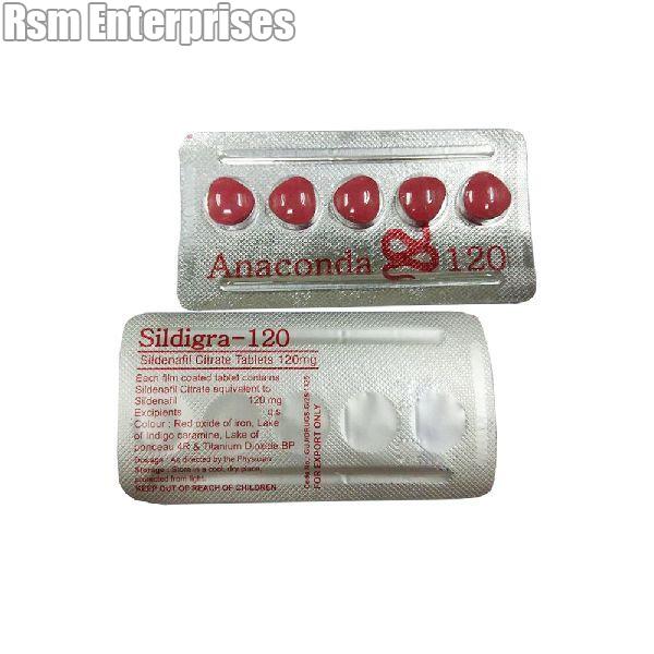 Sildigra-120 (Anaconda) Tablets (Sildenafil Citrate 120mg), Color : Red