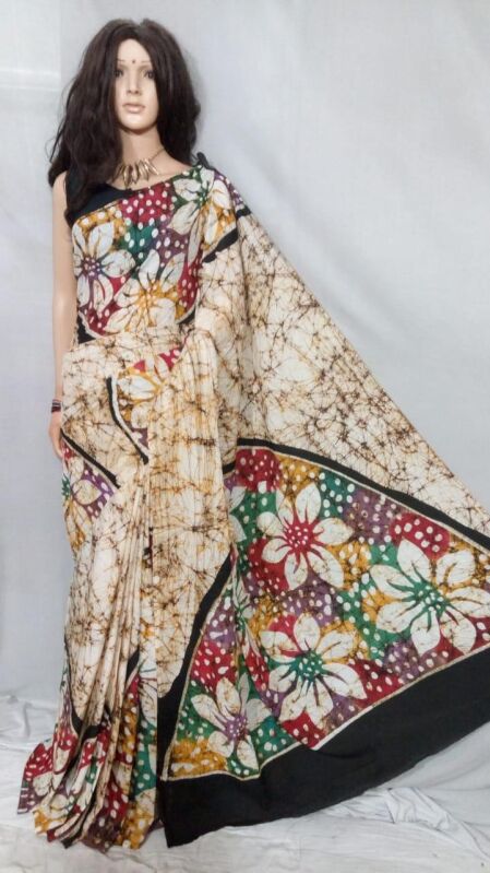 Unstitched Batik Print Saree, Occasion : Party Wear, Wedding Wear