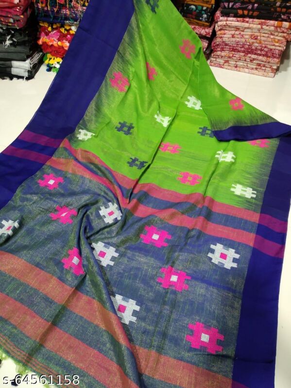 Unstitched Linen Cotton Saree, Occasion : Daily wear, party wear