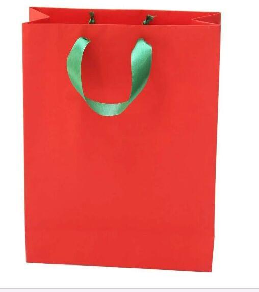 Red Plain Craft Paper Carry Bags