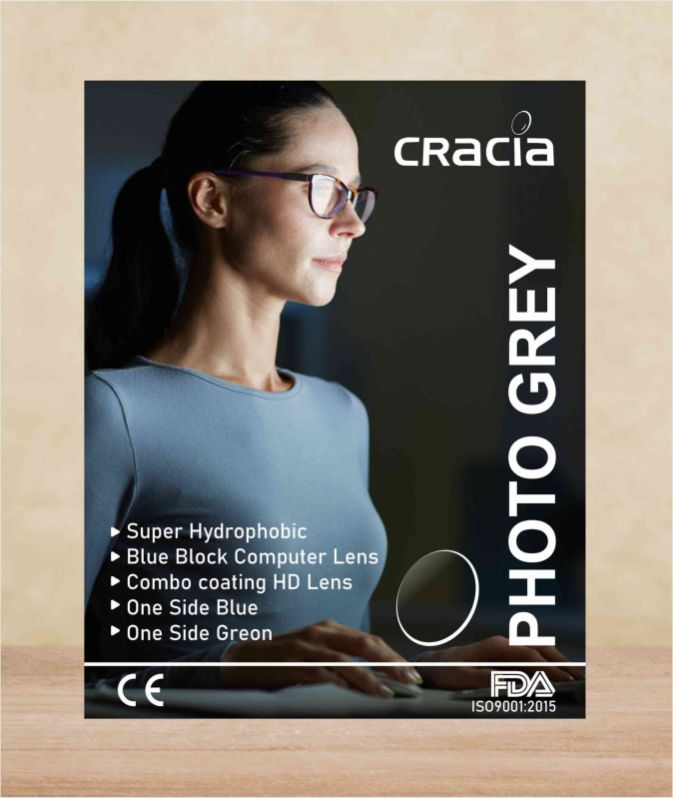 Round Silicon Cracia Photo Grey Lens, for Eye Contact, Pattern : Plain