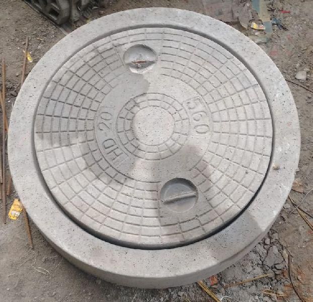 Grey Round Cement Manhole Covers, for Construction, Industrial, Feature : Highly Durable
