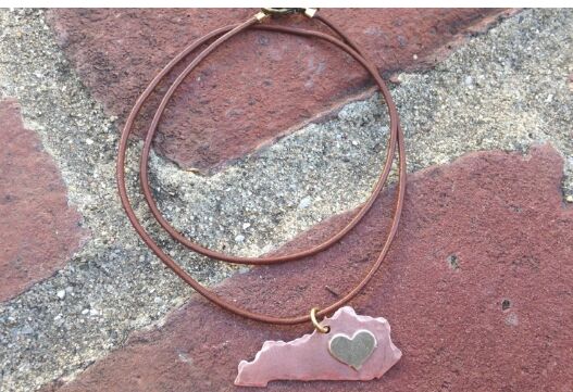Heart in Kentucky Leather Necklace