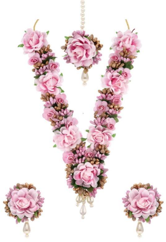 CNB18985 Pink Floral Necklace Set, Occasion : Party Wear