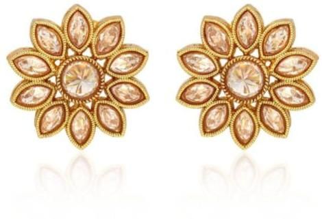 CNB35326 Gold Finish Reverse AD Tops Earrings