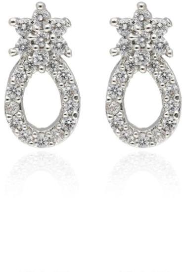 CNB337 Rhodium Finish Cubic Zirconia Tops Earrings