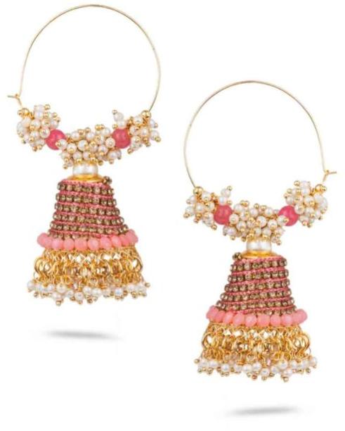 CNB678 Traditional Gold Finish Jhumka Earrings, Style : Antique