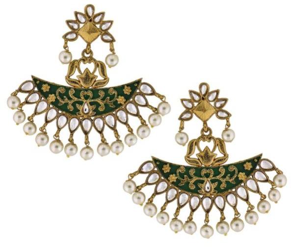 S20941 Traditional Mehendi Finish Long Earrings