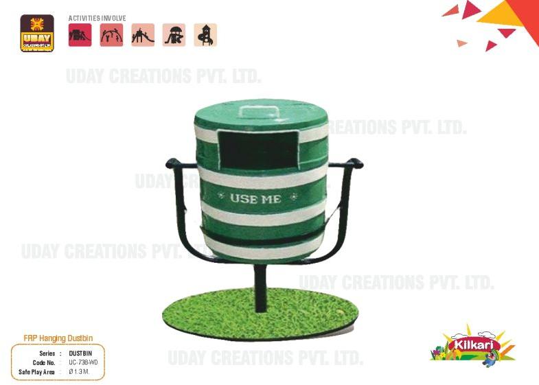 Green Printed FRP Hanging Dustbin, for Store Garbage, Shape : Round