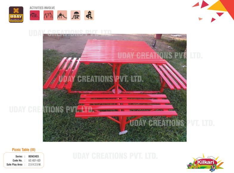 Red Plain Mild Steel UC-831-GD Picnic Table