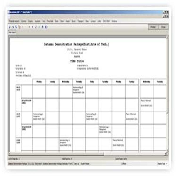 Time Table Management Software