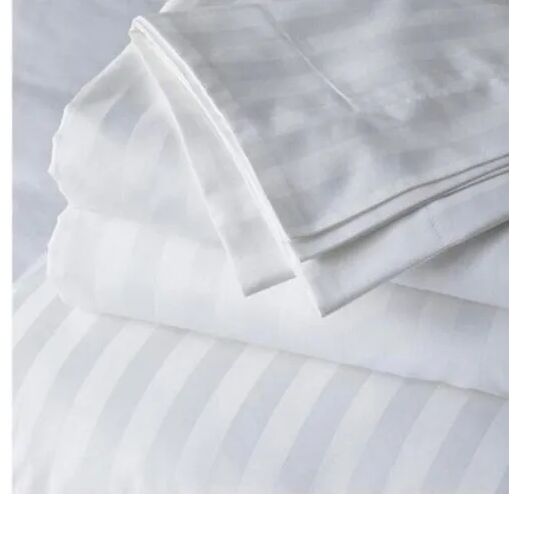 Sybaritic Cotton White Stripe Bedsheet, for Hotel