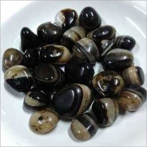 Polished Plain Black Onex Pebbles, Shape : Round
