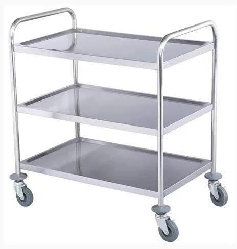 Stainless Steel Food Trolley, Color : Silver