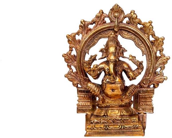 Poompuhar Bronze Sitting Ganesha Statue, Size : 4 Inch