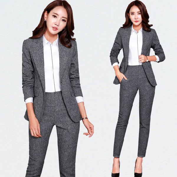 Office Lady Work Uniforms Pant Suits Women Business Piece Set Female Formal  Outfits Fashion Trousers Blazer Sets Clothes 2023