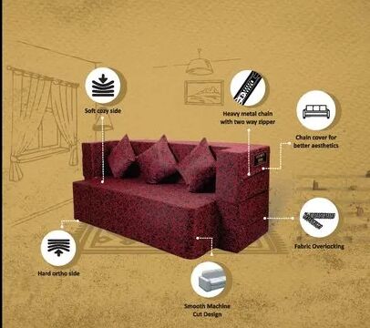 Sofa Foldable Bed, Color : Brown