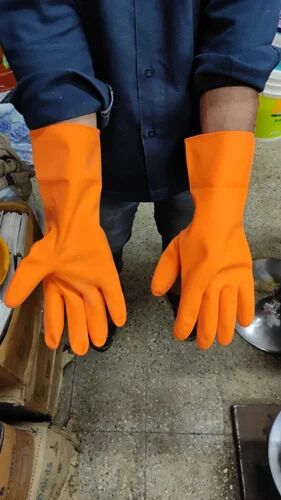 Industrial Rubber Gloves, Color : Yellow 