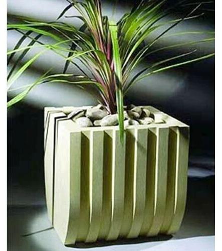 Square Glossy Soft Stone Planter, Color : Yellow