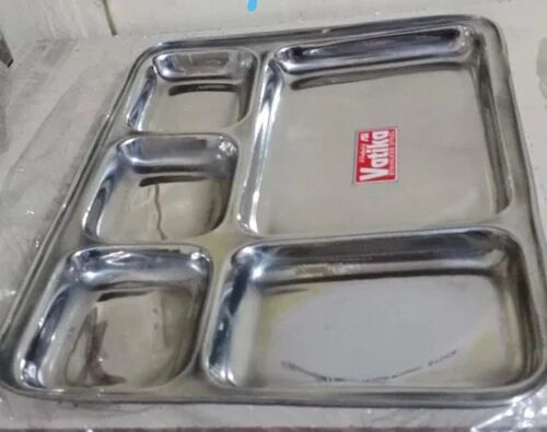 Rectangular steel Compartment Plate, for Restaurant, Pattern : Plain