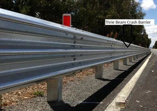 Thrie Beam Metal Crash Barrier, for Highway, Road, Color : Silver