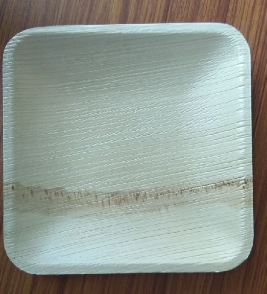 7 Inch Areca Leaf Square Plates, for Serving Food, Color : Brown