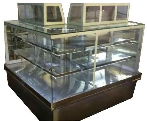 Stainless Steel Glass Cake Display Counter, for Restaurant