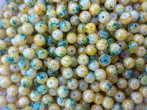Printed round Glass Beads, Packaging Type : Polythene