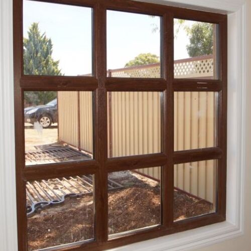 Rectangle UPVC Fixed Window, Color : Brown