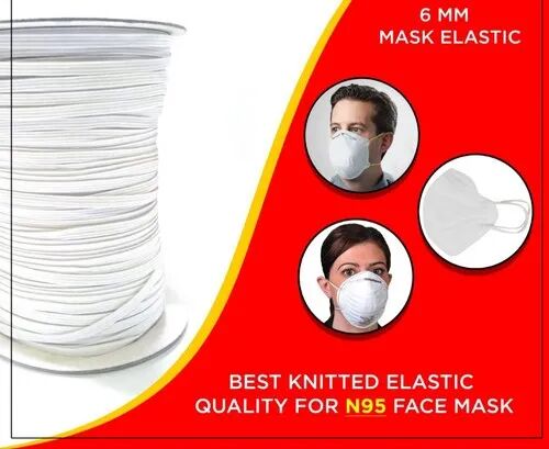 Plain Polyester elastic tape, Color : White